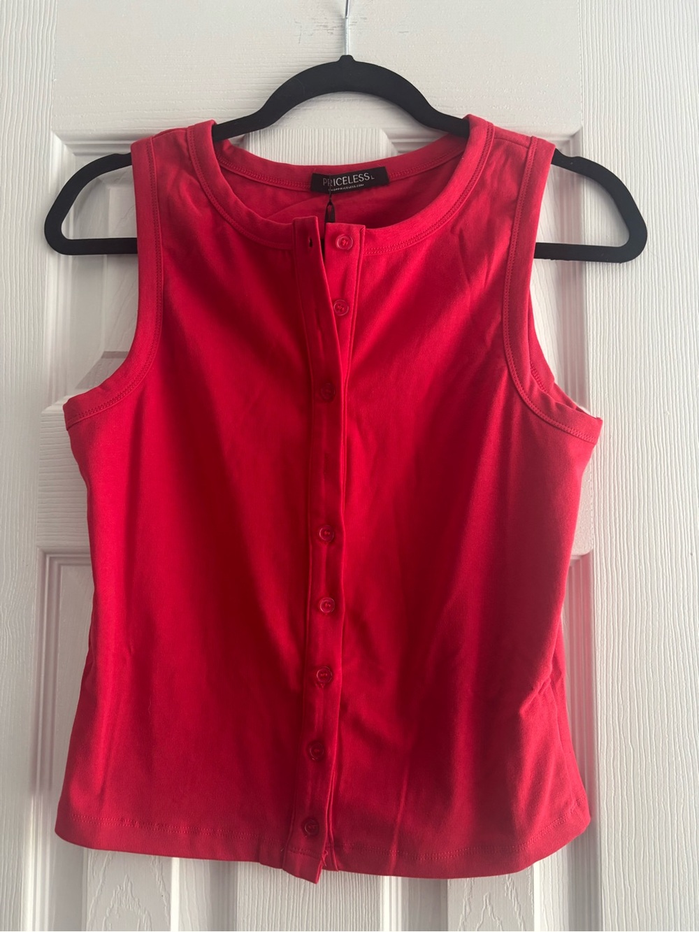 Priceless Women's Vibrant Red Button-Front Tank